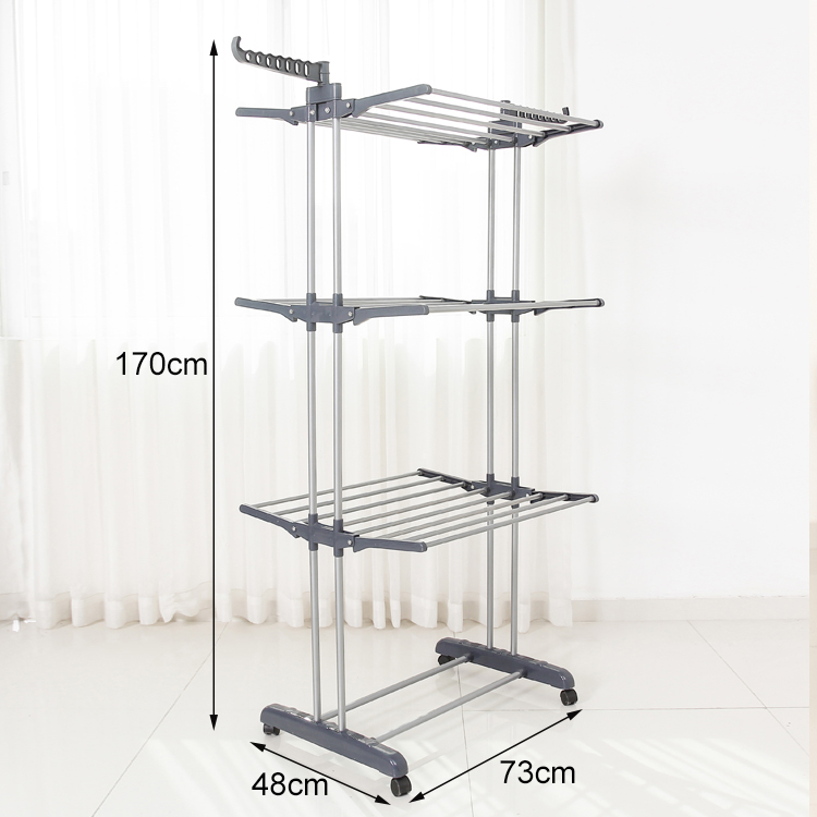 Tendedero Vertical Plegable para Colgar Ropa Tres Niveles Hogar Baño y